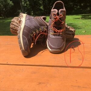Brown Hiking Shoes with Orange Laces